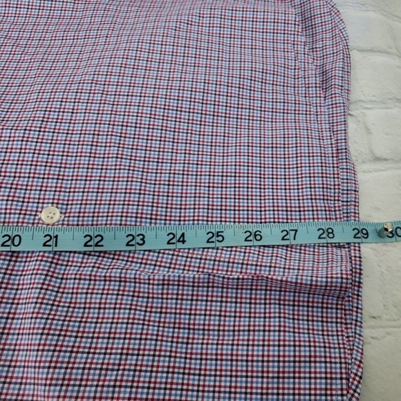 Tattersall London Shirt Men's 17 34/35‎ Red & Blue Plaid Check Button Up Dress - Picture 11 of 13